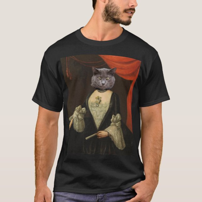 Royal Pet Portrait Funny Custom Begleiter Portrait T-Shirt (Vorderseite)