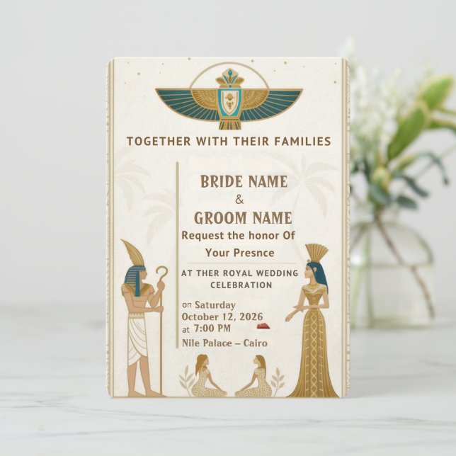 Royal Pharaonic Wedding Invitations  Einladung (Stehend Vorderseite)