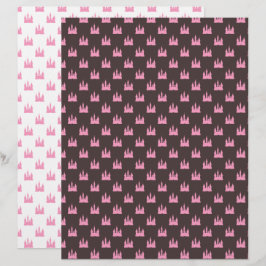 Royal Pink Castle White and Brown Scrapbook Paper
