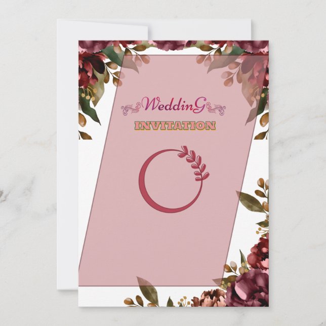 Royal Pink Floral Art Hochzeit Einladung (Vorderseite)