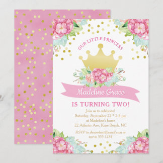Royal Pink Gold Princess Hübsch Floral Geburtstag Einladung