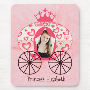 Royal Pink Princess Carriage Marble Birthday Foto Mousepad