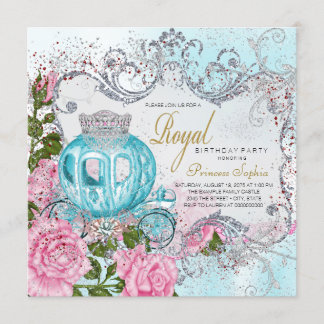 Royal Pink und Aquamarin Blue Princess Birthday Pa Einladung