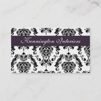 Royal Plum Lila Black Damask Spitzen Business Card Visitenkarte