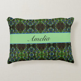 Royal Plumage - Luxe Peacock Feather Pattern Dekokissen