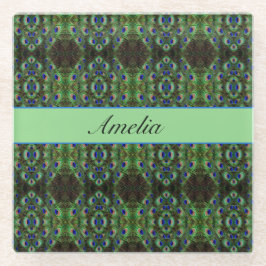 Royal Plumage - Luxe Peacock Feather Pattern Glasuntersetzer