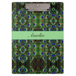 Royal Plumage - Luxe Peacock Feather Pattern Klemmbrett