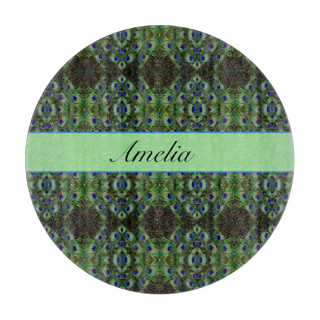 Royal Plumage - Luxe Peacock Feather Pattern Schneidebrett (Vorderseite)
