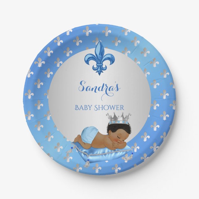Royal Prince Baby Blue Silver Lilie Pappteller (Vorderseite)