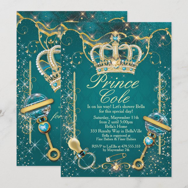Royal Prince Baby Boy Shower Invitations (Devant / Derrière)