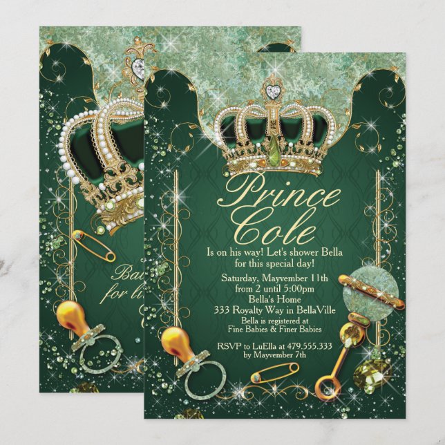 Royal Prince Baby Boy Shower Invitations (Devant / Derrière)