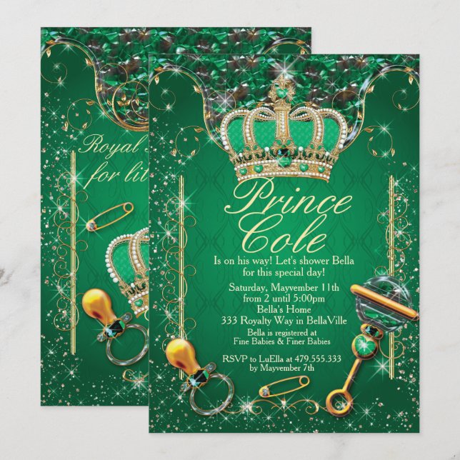 Royal Prince Baby Boy Shower Invitations (Devant / Derrière)