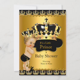 Royal Prince Baby Dusche Black Gold Blonde Einladung
