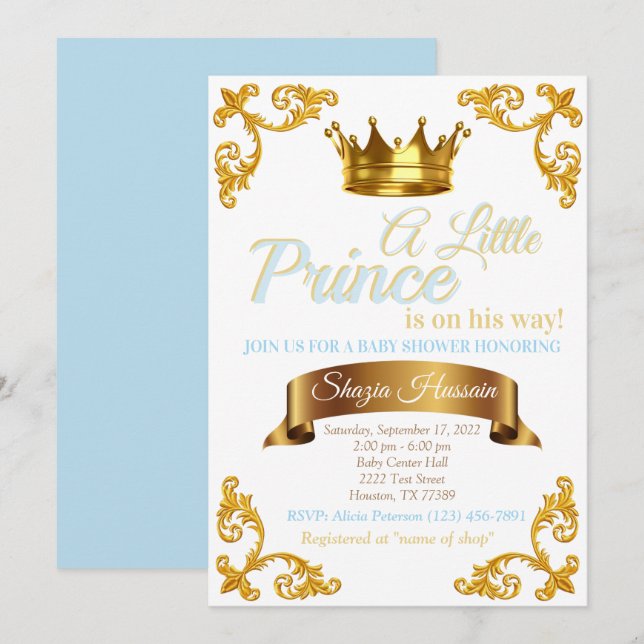 Royal Prince Baby Dusche Einladung (Vorne/Hinten)