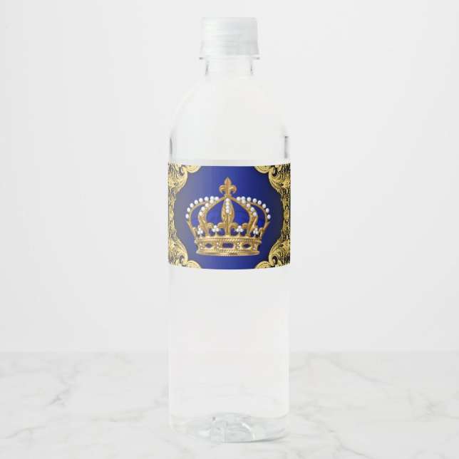 Royal Prince Baby Dusche Wasserflaschen Labels (Vorderseite)