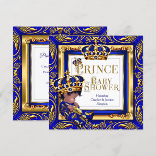 Royal Prince Baby Duwer Blue Gold Crown Ethnic Einladung