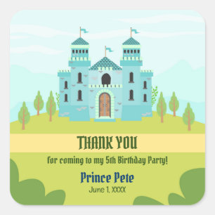 Royal Prince Boy Birthday Party Quadratischer Aufkleber