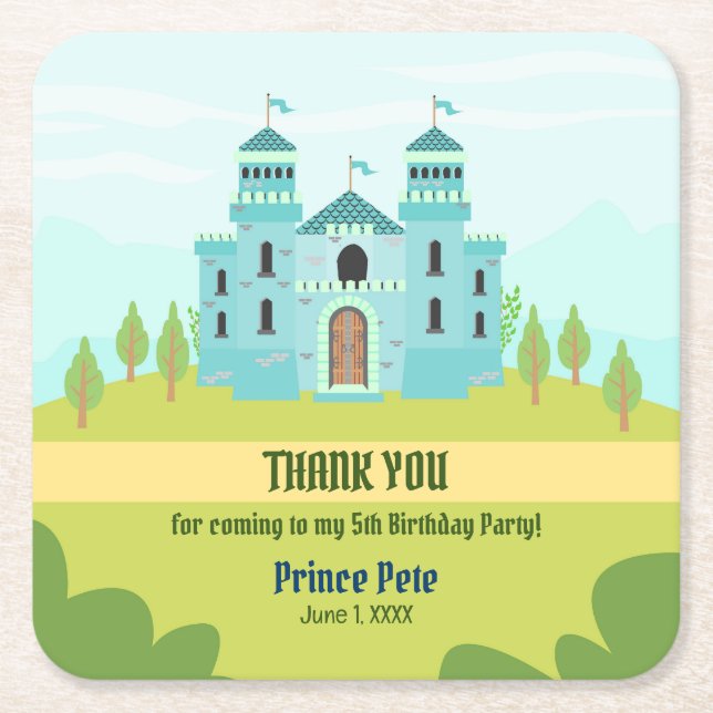 Royal Prince Boy Birthday Party Rechteckiger Pappuntersetzer (Vorderseite)