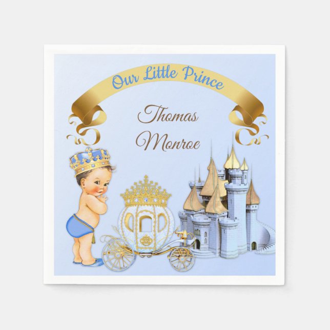 Royal Prince Castle Carriage Blue Gold Boy Serviette (Vorderseite)