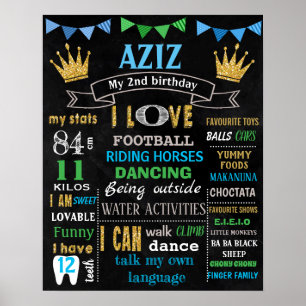 Royal Prince Crown Birthday Chalkboard-Zeichen Poster