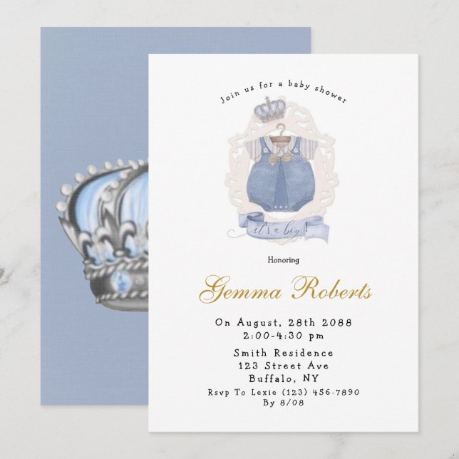 Royal Prince Es ist eine Baby-Dusche Einladung (Vorne/Hinten)