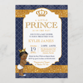 Royal Prince Navy Blue Gold White Baby Dusche 2 Einladung