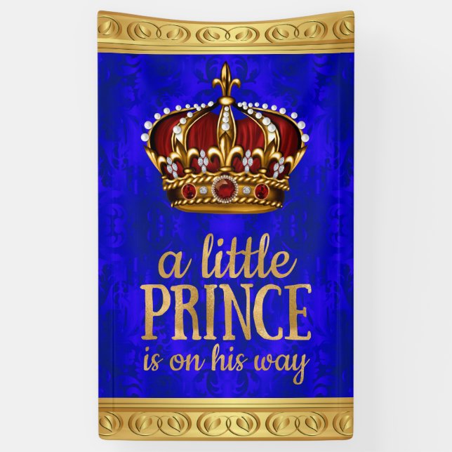 Royal Prince Red Gold Crown Boy Prince Baby Dusche Banner (Vertikal)