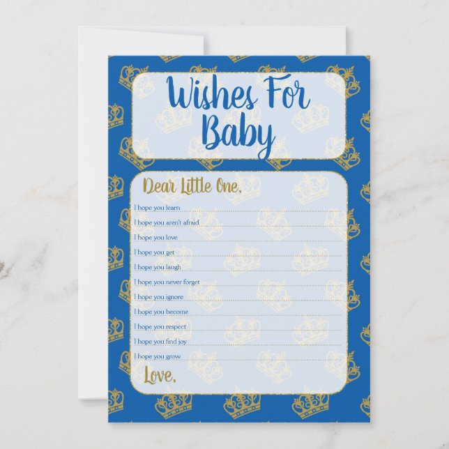 Royal Prince wünscht sich ein Baby Duschspiel Blue Einladung (Vorderseite)