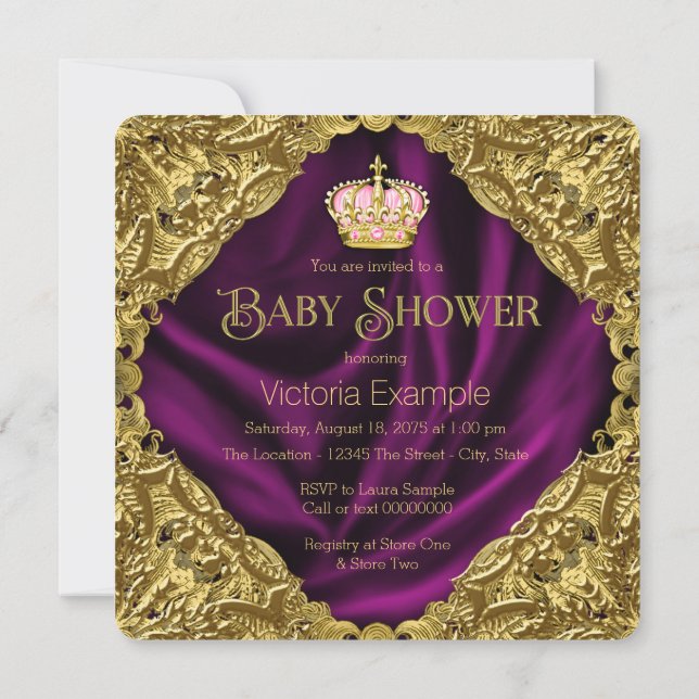 Royal Princess Baby Dusche Einladung (Rückseite)