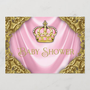 Royal Princess Baby Dusche Rosa Satin und Gold Einladung