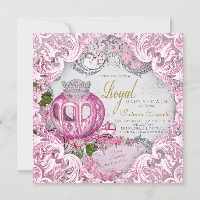 Royal Princess Baby Girl Dusche Einladung (Vorderseite)