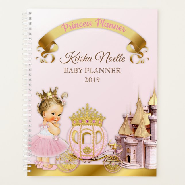 Royal Princess Castle Carriage Girl Pink Gold Planer (Vorderseite)