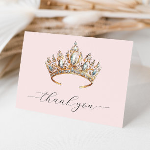 Royal Princess Crown Girl Birthday Party Dankeskarte