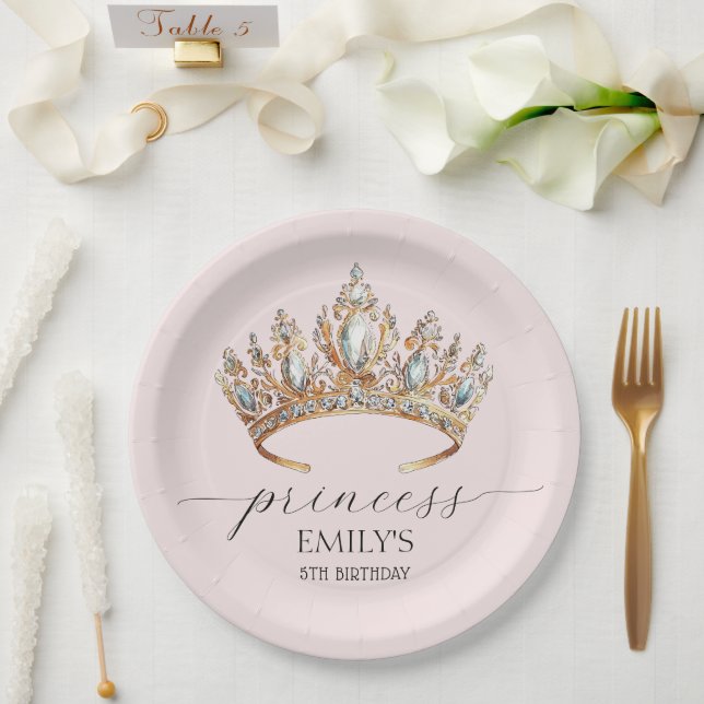 Royal Princess Crown Girl Birthday Party Pappteller (Hochzeit)