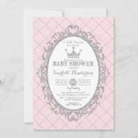 Royal Princess Crown Pink Silver Baby Dusche