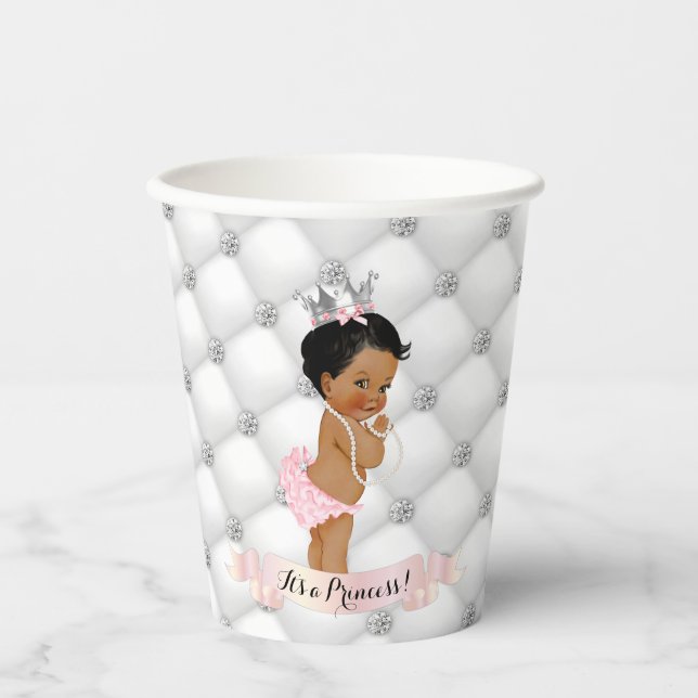 Royal Princess Diamonds Blush Pink Silver Pappbecher (Vorderseite)