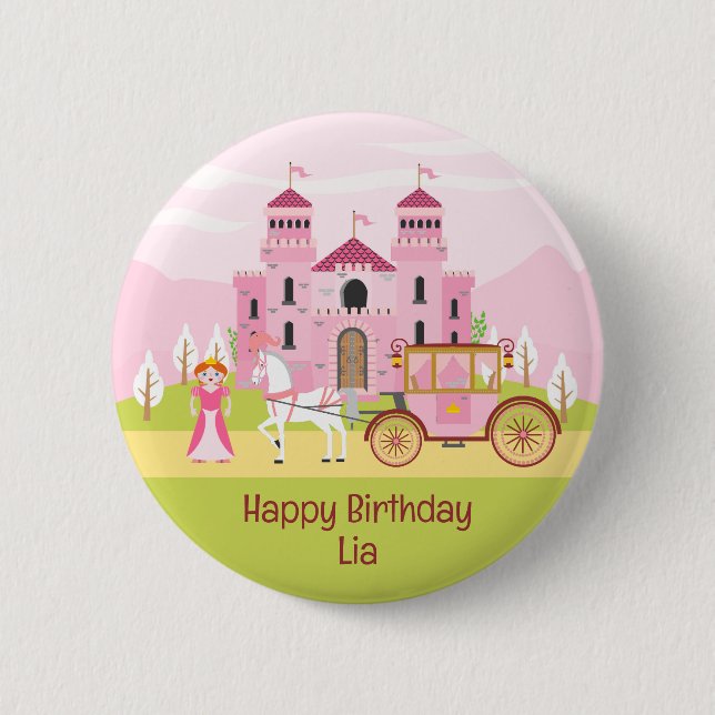 Royal Princess Girl Birthday Party Button (Vorderseite)