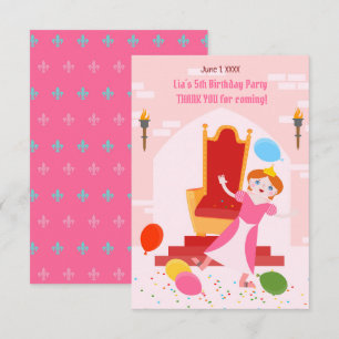 Royal Princess Girl Birthday Party Dankeskarte