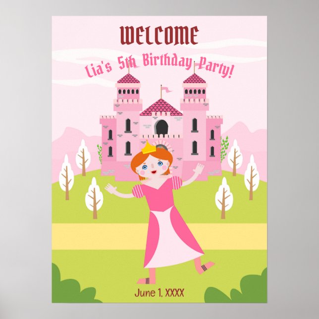 Royal Princess Girl Birthday Party Poster (Vorne)