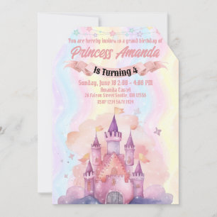 Royal Princess Invitation Anniversaire fille rose