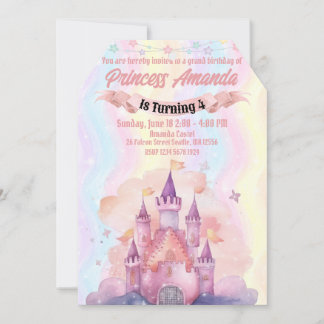 Royal Princess Invitation Anniversaire fille rose