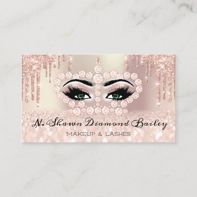 Royal Princess Makeup Artist Lashes Rose Green Terminkarte (Vorderseite)