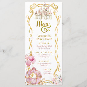 Royal Princess Pink Carriage Baby Showmenü Menükarte