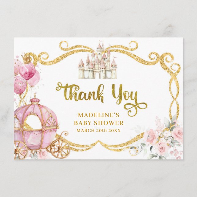 Royal Princess Pink Carriage Carte de remerciement (Devant)