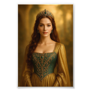 Royal Princess Portrait in Emerald und Gold Fotodruck