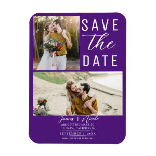 Royal Purple 2 Fotos Save the Date Hochzeit Magnet