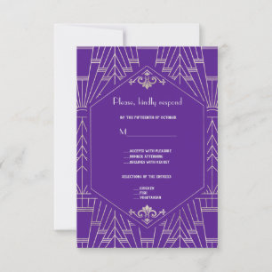 Royal Purple Argent Great 20s Mariage RSVP