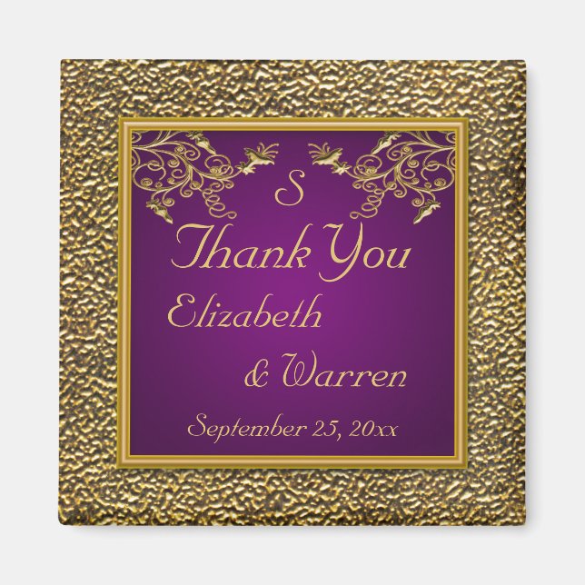 Royal Purple et or Floral mariage Favor Magnet (Devant)
