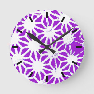 Royal purple geometric pattern runde wanduhr