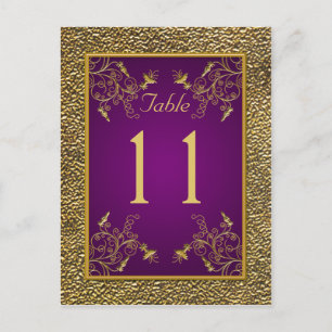 Royal Purple, Gold Floral Numéro de table Carte po